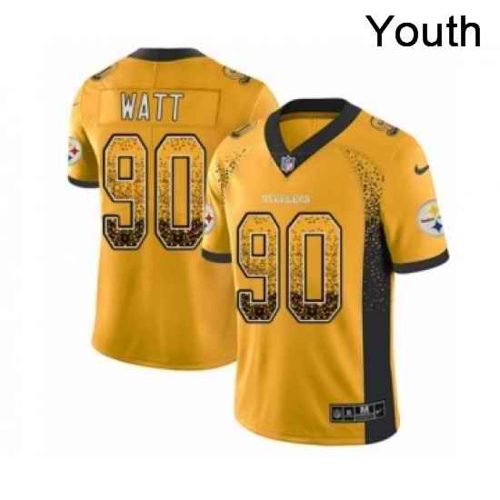Youth Nike Pittsburgh Steelers 90 T J Watt Limited Gold Rush Drift Fashion NFL Jersey